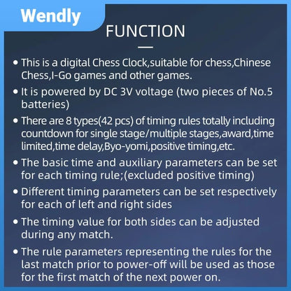 Digital Chess Timer Clock – Tournament‑Grade, 42 Modes, Silent Buttons, Dual‑Side, for US‑Chess/Fide, Go, Xiangqi, Backgammon. Same as pursun PS‑1688.