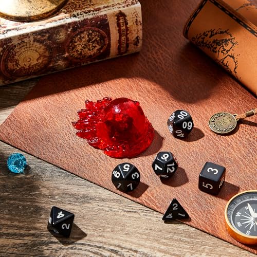 Deekin Translucent Cube Dice Storage with 7 Polyhedral Dice Set, Resin Cube Holder for TTRPG Tabletop Role Playing Game Fantasy Tabletop Gaming(Red) - color: Red