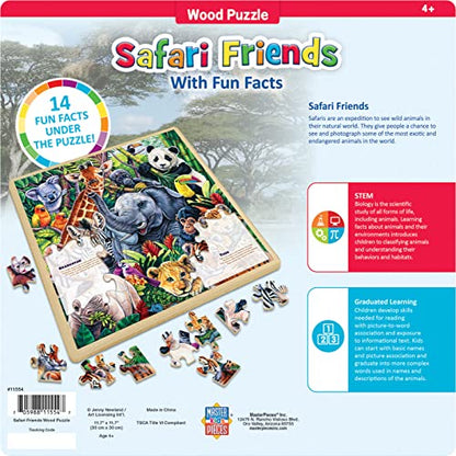 Masterpieces 48 Piece Fun Facts Jigsaw Puzzle for Kids - Safari Friends Wood Puzzle - 12"x12" - style: Safari Friends