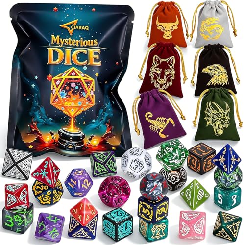 CiaraQ Polyhedral Dice Set - DND Role Playing Dice | Acrylic RPG Dice for Dungeons and Dragons MTG Table Games, Random Color, 7pcs - color: Random Color