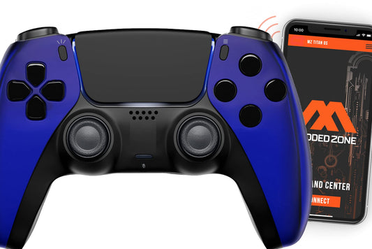 MODDEDZONE Chrome Blue Smart Rapid Fire Custom PRO Modded Controller compatible with PS5 - color: Blue