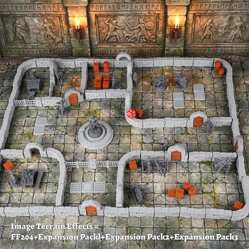 AUSPDICE Dungeon Walls, 40-Piece 28mm DND Terrain Modular System | 40 Straight Walls for Fantasy Tabletop RPGs, Wargaming, Game Masters, Christmas and Halloween Gifts, FF204-Expansion Pack 1 - color: Expansion Pack 1