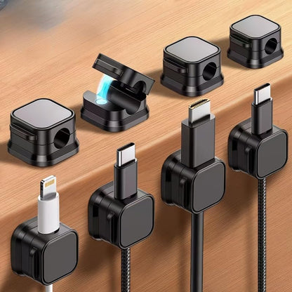 Set of 8 Cable Organizer Clips, No Drilling Required, Self-Adhesive Cable Holder Storage Sockets, Network Wires Cable Clips, Wiring Clips, No-Nail Cable Management (Black-8pcs) - color: Black-8pcs