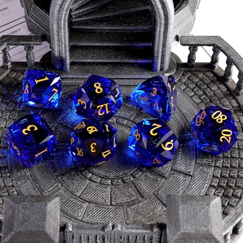 7-Piece Diamond Cut Dice Set for Dungeons and Dragons (D&D) | RPG & Tabletop Games | Premium Gift Box & Durable Design - color: Zs-c
