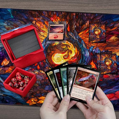 Katomula Card Deck Box for MTG Commander, Trading Cards Case Holds 100 Double-Sleeved Cards with Commander Display and Dice Tray-Mountain - style: Mountain