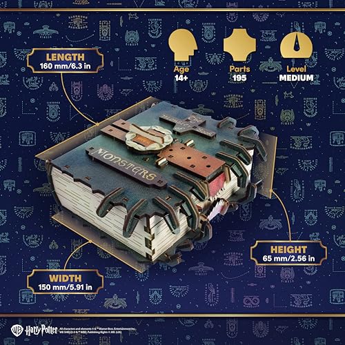 UGEARS Harry Potter The Monster Book of Monsters - 3D Wooden Puzzle for Adults, Mechanical Wooden Model Kit, DIY Building Craft Kit, Brain Teaser Puzzle, Collectible Book Design, Hobby Gift for Adults - style: The Monster Book of Monsters