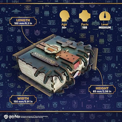 UGEARS Harry Potter The Monster Book of Monsters - 3D Wooden Puzzle for Adults, Mechanical Wooden Model Kit, DIY Building Craft Kit, Brain Teaser Puzzle, Collectible Book Design, Hobby Gift for Adults - style: The Monster Book of Monsters
