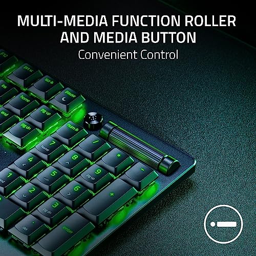 Razer DeathStalker V2 Gaming Keyboard: Low Profile Optical Switches Clicky Purple - Durable Coated Keycaps - Aluminum Top Plate - Multi Function Roller & Media Button - Chroma RGB - Snap Tap - color: Classic Black, style: V2