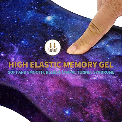 Hokafenle Ergonomic Mouse Pad Wrist Support with Massage Design, Wrist Rest Pain Relief Mousepad with Memory Foam&Non-Slip PU Base, Mouse Pads for Wireless Mouse & Desk (12x8 inch,Galaxy) - color: HK018-Galaxy
