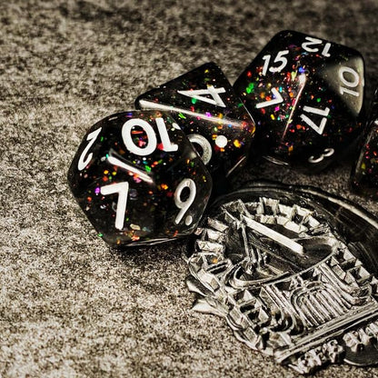 Sage’s Portal Cantrips DND Dice Set - Round Edge Resin 7-PC Polyhedral DND Dice Set for Dungeons and Dragons D&D RPG Tabletop TTRPG (Mica Glitter) - color: Mica Glitter