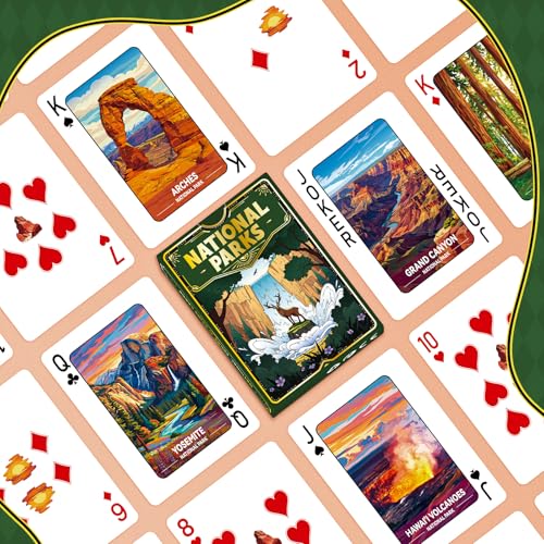 Playing Cards 2 Pack, 2 Deck of Cards, National Park Theme Playing Cards | Standard, Poker Cards Set for Card Games, Family Game Night,Blackjack,Camping,Travel,Party Favors,Birthday,Stocking Stuffers - style: National Park