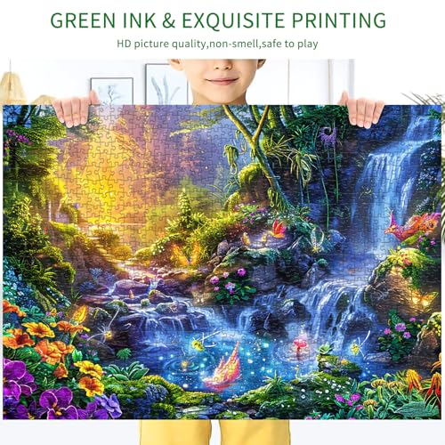 Puzzles for Adults 1000 Pieces,Magic Lake Jigsaw Puzzle with 1:1 HD Poster, Perfect Interlocking No Dust, Stress Relief Ideal Gift for Family Games - color: Magic Lake