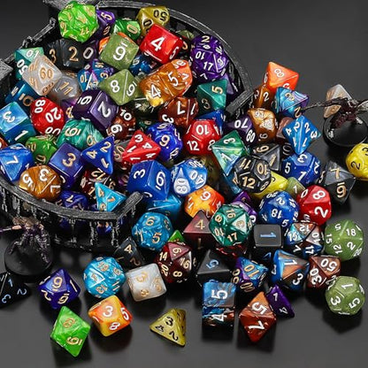 QMay DND Dice Set - 20x7 (140 Pieces) Polyhedral Dice, 20 Colors D&D Dice for Dungeons and Dragons Tabletop Role-Playing Games with 1 Drawstring Bag - color: 20 Sets-140pcs