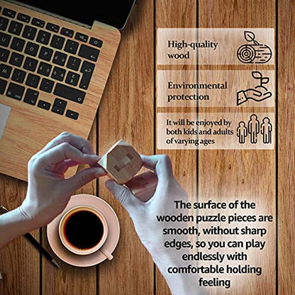 VolksRose 15pcs Wooden Brain Teaser Puzzles, IQ Challenge Puzzle Games, Logic Smart Mind Puzzle Box Lock Toy Removing Assembling 3D Small Puzzle Gift Set for Adults Teenagers Kids, 1.8inch 4.5cm - color: A-15pcs-4.7cm