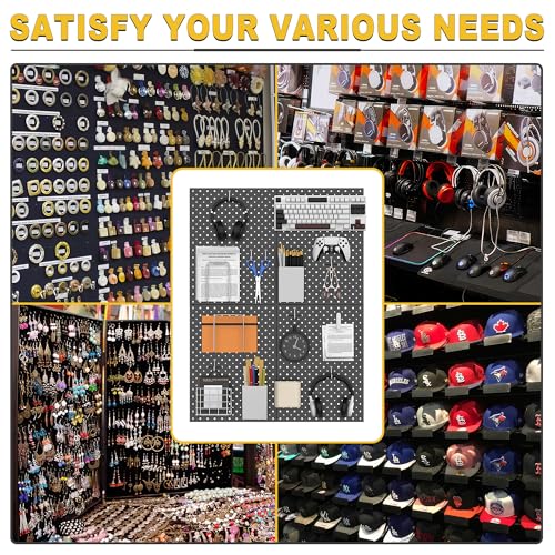 Pegboard Display Stand, Metal Tabletop Pegboard Display, Accessories Rack Organizer for Jewelry, Retail Stores, Craft Shows, 12"X16", 4pcs Black - size: 4Pack 12"X16"