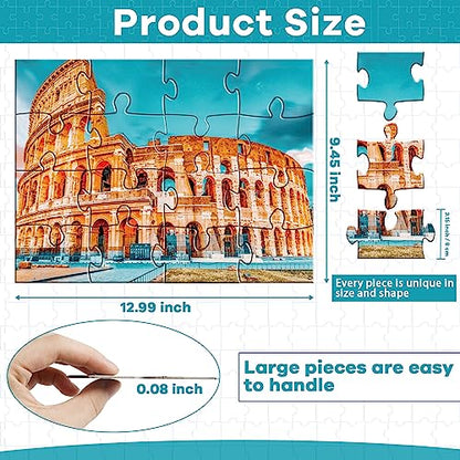 5 Packs 16 Piece Large Jigsaw Dementia Puzzles for Alzheimer’s Products Activities, Alzheimer's Puzzles Easy Memory Cognitive Games for Adults Gift with 5 Storage Bags, Construction - style: Construction