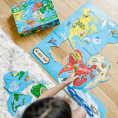 Melissa & Doug World Map Jumbo Jigsaw Floor Puzzle (33 pcs, 2 x 3 feet) - size: 1 Count