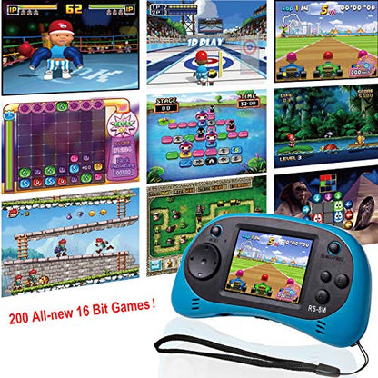 Kids Handheld Portable Video Game Player with 200 Games - 16 Bit 2.5 Inch Screen Mini Retro Electronic Machine for Boys Girls - style: Blue