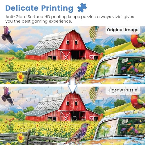 300 Piece Puzzles for Adults,Songbirds on The Farm Jigsaw Puzzle for Adults Kids Seniors,Recycled Cardboard Large Piece Puzzle 300 Piece,Family Activity Great Gift for Family Friends 20.5 * 15 in - style: Farm Country