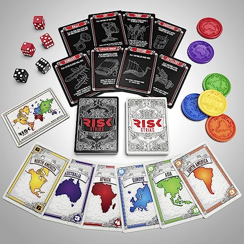 Hasbro Gaming Risk Strike Cards and Dice Game for Adults, Teens, and Kids, Quick-Playing Strategy Game, 2-5 Players, 20 Min. Average, Fun Summer Activities, Vacation Travel Essentials, Ages 10+