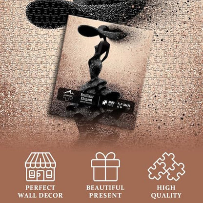 Impossible Puzzles for Adults 1000 Pieces, PICKFORU Black Women Aesthetic Art Puzzle, Beauty Elegant Lady Diamond Aesthetic Art Challenge Jigsaw Puzzle - style: Brilliant Elegant Puzzle