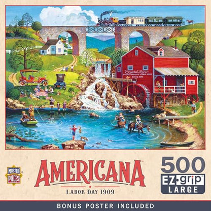 MasterPieces - 500 Piece Jigsaw Puzzle, Large EZ Grip Shapes, Labor Day, Fun for Adults, Seniors, Family, Kids, 19.25" x 26.75" - size: 500 Piece