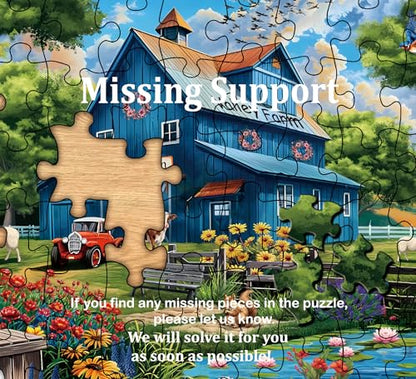 Farm Puzzles for Adults 1000 Pieces, Country Life Nature Landscape Puzzle Features Flower Bird Cow, Barn Puzzles Scenic, Challenging Jigsaw Puzzles - style: Farm Puzzles