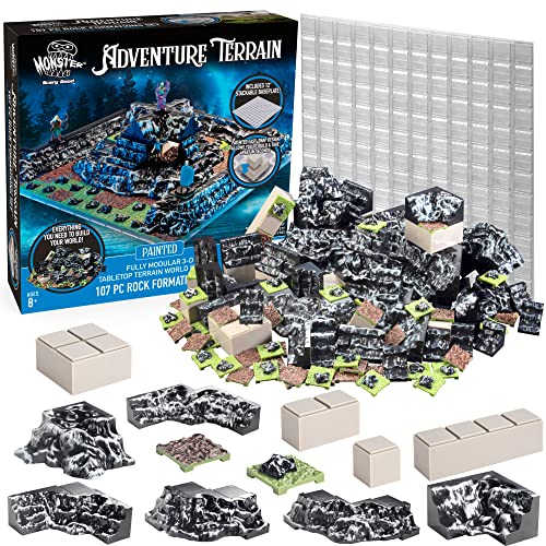 Monster Adventure Terrain 3D Interchangeable Builder System - 107pc Painted Rock Formation Set w Base - Build Modular Worlds in a Snap & Elevate Your Campaign - Compatible with DND Dungeons & Dragons - color: Rock Set