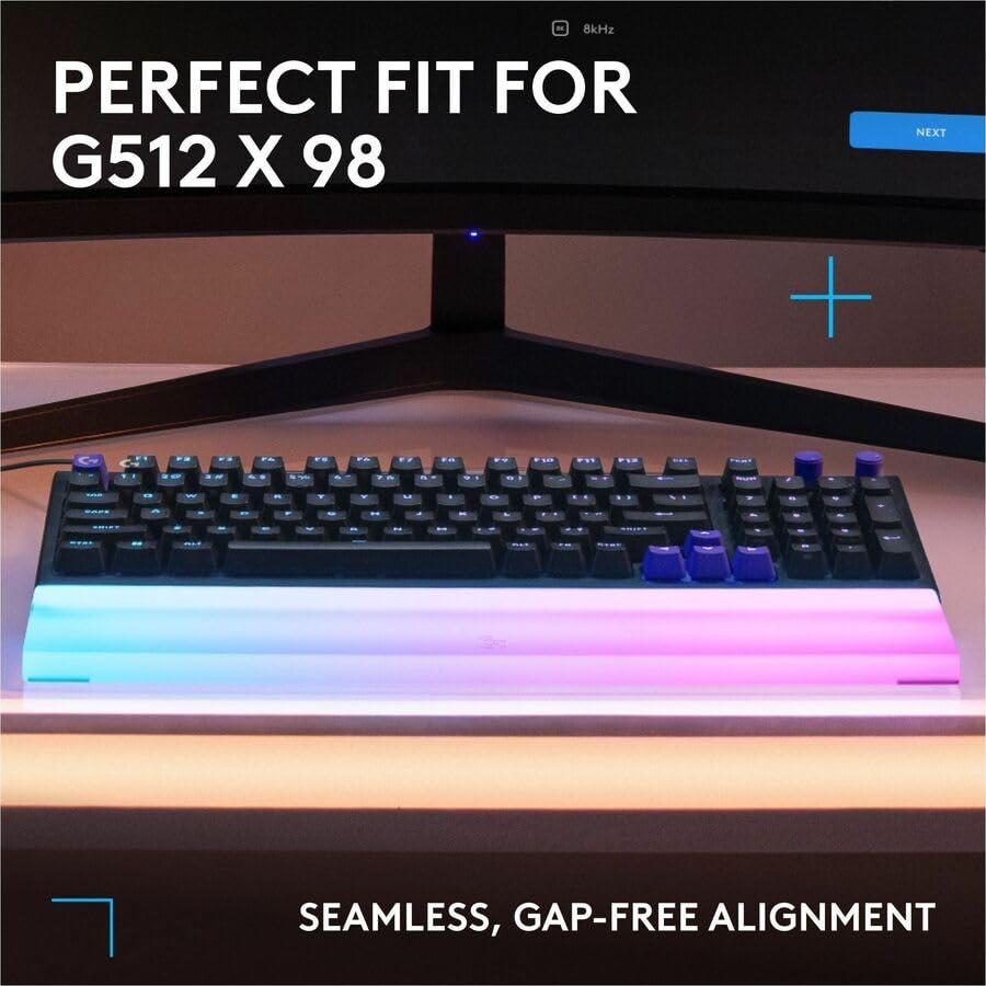 Logitech G512 X Palm Rest 98 | Compatible only with G512 X 98 keyboards, Semi-Transparent Opaque Acrylic Wrist Rest, RGB Amplifying Diffuser Design - size: 98 percent