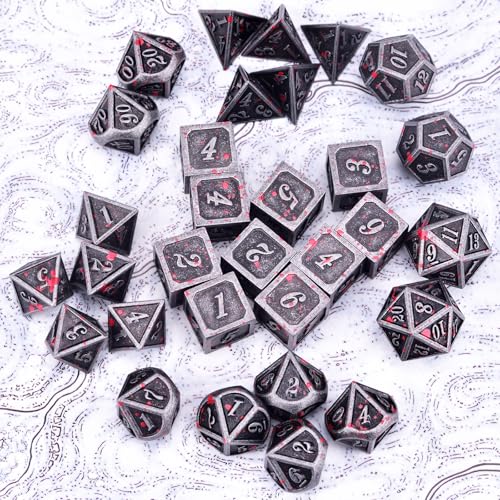 Extended Metal Dice RPG Set | 31 Piece Polyhedral Dice for DND5E Tabletop Role Playing Adventure Games (Iron Red) - color: Iron Red