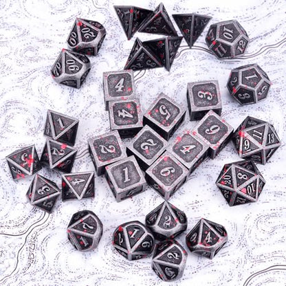 Extended Metal Dice RPG Set | 31 Piece Polyhedral Dice for DND5E Tabletop Role Playing Adventure Games (Iron Red) - color: Iron Red
