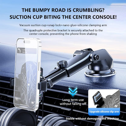 Car Cell Phone Holder Mount with Dual Semiconductor Cooling Fan, Scalable Cell Phone Cooler Car Stand Radiator with Light