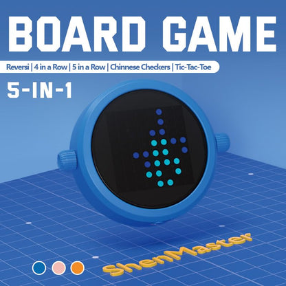 5-in-1 Electronic Board Game, Travel Game for 1-2 Players，Pocket Size（Blue） | Includes Reversi, 4 in a Row, 5 in a Row, Chinese Checkers and Tic Tac Toe; pocket-size design with solo and 2-player modes. - color: Blue