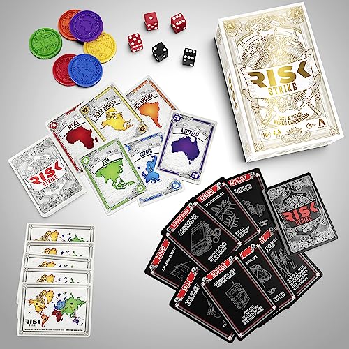 Hasbro Gaming Risk Strike Cards and Dice Game for Adults, Teens, and Kids, Quick-Playing Strategy Game, 2-5 Players, 20 Min. Average, Fun Summer Activities, Vacation Travel Essentials, Ages 10+