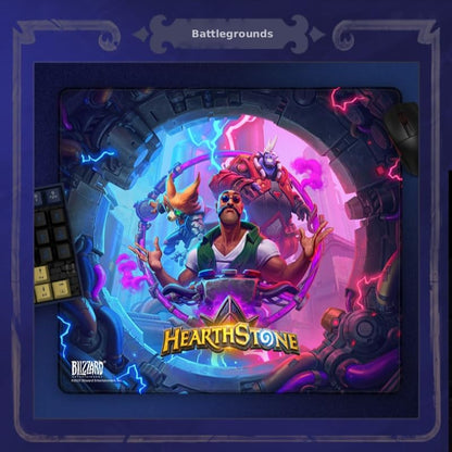 Blizzard Hearthstone Game Mouse Pad, XL Size Apply to Gamer Office & Home, Non-Slip Rubber Base, Extended Desk Mat with Stitched Edge, Smooth Stable & Durable, 17.7 * 15.7Inch (Battlegrounds) | Gaming Mouse Pad w/ Non-Slip Rubber Base & Stitched Edge, Des