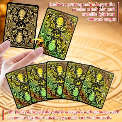 WJPC Black Gold Foil Edge Ancient Egyptian Elements Playing Cards, Poker Cards,Deck of Cards for Game Party Gift (Black Gold) - color: Black Gold