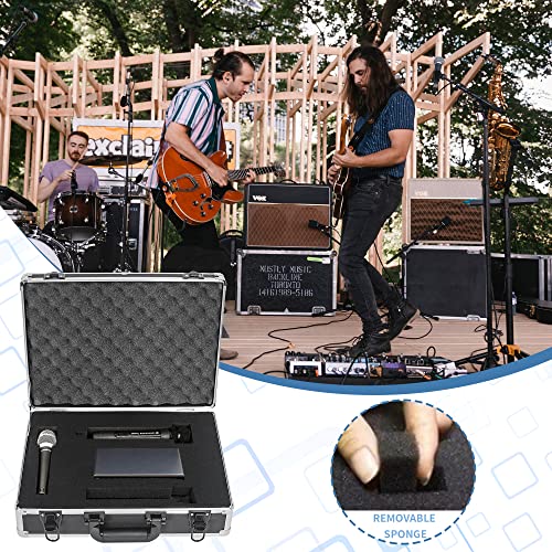 17 Inch Hard Shell Carrying Case Ideal for Wireless Mic System Storage & Camera Gear Transportation, Customizable Pre-Diced Foam, Aluminum Alloy Sturdy Build, Black - size: Inner：17''X 12.6''X 5''