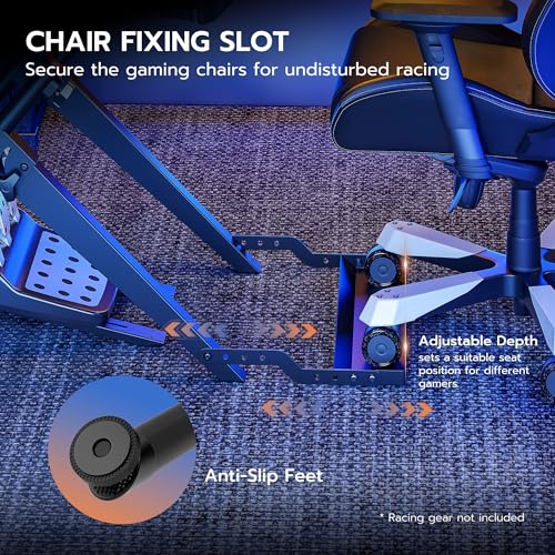 ARES WING Foldable Sim Racing Wheel Stand with Chair Fixing Slot | Formula & GT Racing Simulator Cockpit Compatible with Fanatec Thrustmaster Logitech Moza Racing Games for PS5 PS4 Xbox and PC - size: Stand with Chair Fixing