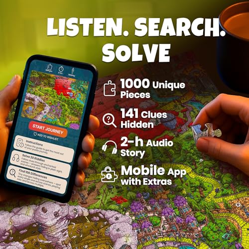 QUOKKA 1000 Piece Jigsaw Puzzle for Adults Emerald Kingdom – Puzzles for Adults 1000 Pieces Premium Box Packaging - Extra Fun Hidden Secrets & Audio Story – Perfect Relaxation Creativity Gift - color: Oz