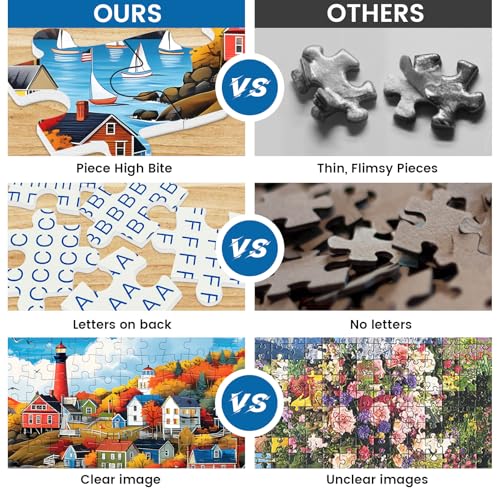 300 Pieces Puzzle for Adults | Town in Autumn Puzzle | Recycled Cardboard Large Piece Jigsaw Puzzles 300 Pieces | Challenging Game Home Decor Birthday Party Gift Toy for Adults Kids Seniors 20.5*15 in
