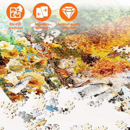 Jigsaw Puzzles for Adults 1000 Pieces, Seasons | Nature Seasons Collection with Spring Autumn Leaves Snow, Challenging Art Puzzle, 20x27 Inches - color: Four Seasons