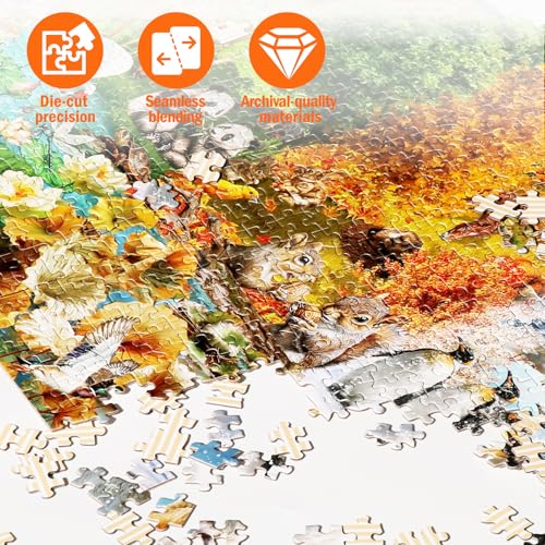 Jigsaw Puzzles for Adults 1000 Pieces, Seasons | Nature Seasons Collection with Spring Autumn Leaves Snow, Challenging Art Puzzle, 20x27 Inches - color: Four Seasons