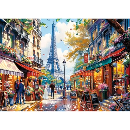 1000 Pieces Puzzle for Adults - Charming Paris Puzzle for Adults Children - Recycled Paper Jigsaw Puzzle 1000 Pieces - Fun and Challenging Family Game Great Gift Idea, Finished Size is 28 * 20 in - style: Eiffel Tower Couple