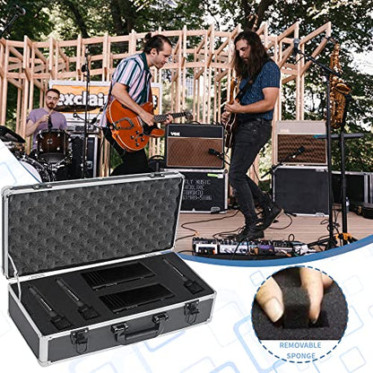 20 Inch Hard Carrying Case Ideal for Wireless Mic System Storage & Camera Gear Transportation, Aluminum Alloy Sturdy Build, Customizable Pre-Diced Foam, Black - size: Inner：19.6''X 9.6''X 5.6''