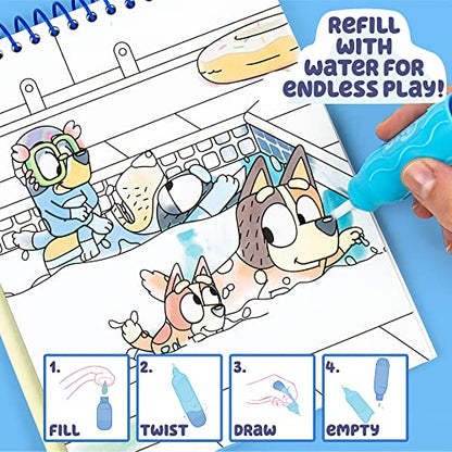 Horizon Group USA Bluey Aqua Art - Reusable Water Reveal Activity Pages With Water Pen for No-Mess Drawing and Coloring - style: Bluey