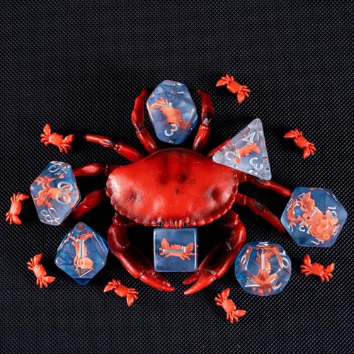 Crab DND Animal Resin D&D Dice Set, 7pcs Polyhedral Dice (D4, D6, D8, D10, D12, D20, D%) for Dungeons and Dragons, RPG, MTG, Role Playing Games for Ages 15 and Up - color: Crab