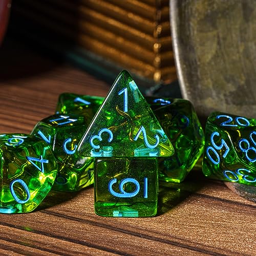 UDIXI D&D Polyhedral Dice Set, Green DND Dice Set Ranger for Tabletop Games | Velvet Storage Bag, DM Gift, for Dungeons and Dragons Role Playing Games Board Games - color: Role:ranger