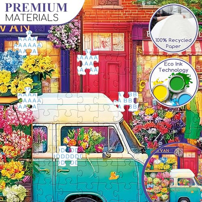 300 Piece Puzzles for Adults,Nature Flower Shop Puzzle for Adults Kids Seniors,Large Piece Fun Puzzle for Kids Ages 8-10 10-12,Challenging Truck Floral Dog Puzzles Perfect for Game Nights,20.5x15 in - style: Flower Shop