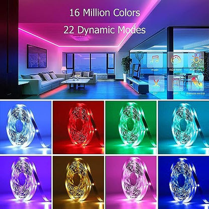 MIHEAL SMD5050 RGB LED Strip 32.8Ft 300LEDs IP65 Cuttable White PCB Kit | White PCB 5050 LED strip for bedroom desk tv background home indoor decoration - size: 32.8FT