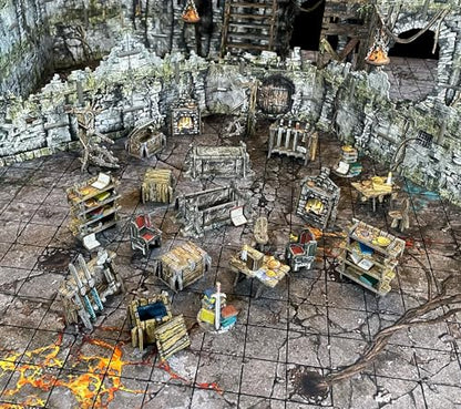 Fantasy Dungeon Terrain Furniture - Battle Systems Terrain Immersive Scenery for D&D DND Maladum Pathfinder RPGs Full Color Heavy Duty Cardstock Printed Both Sides